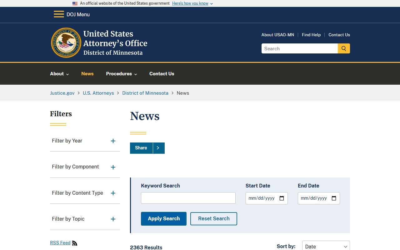 Le Sueur County arrest records and court charges federal prosecutor source