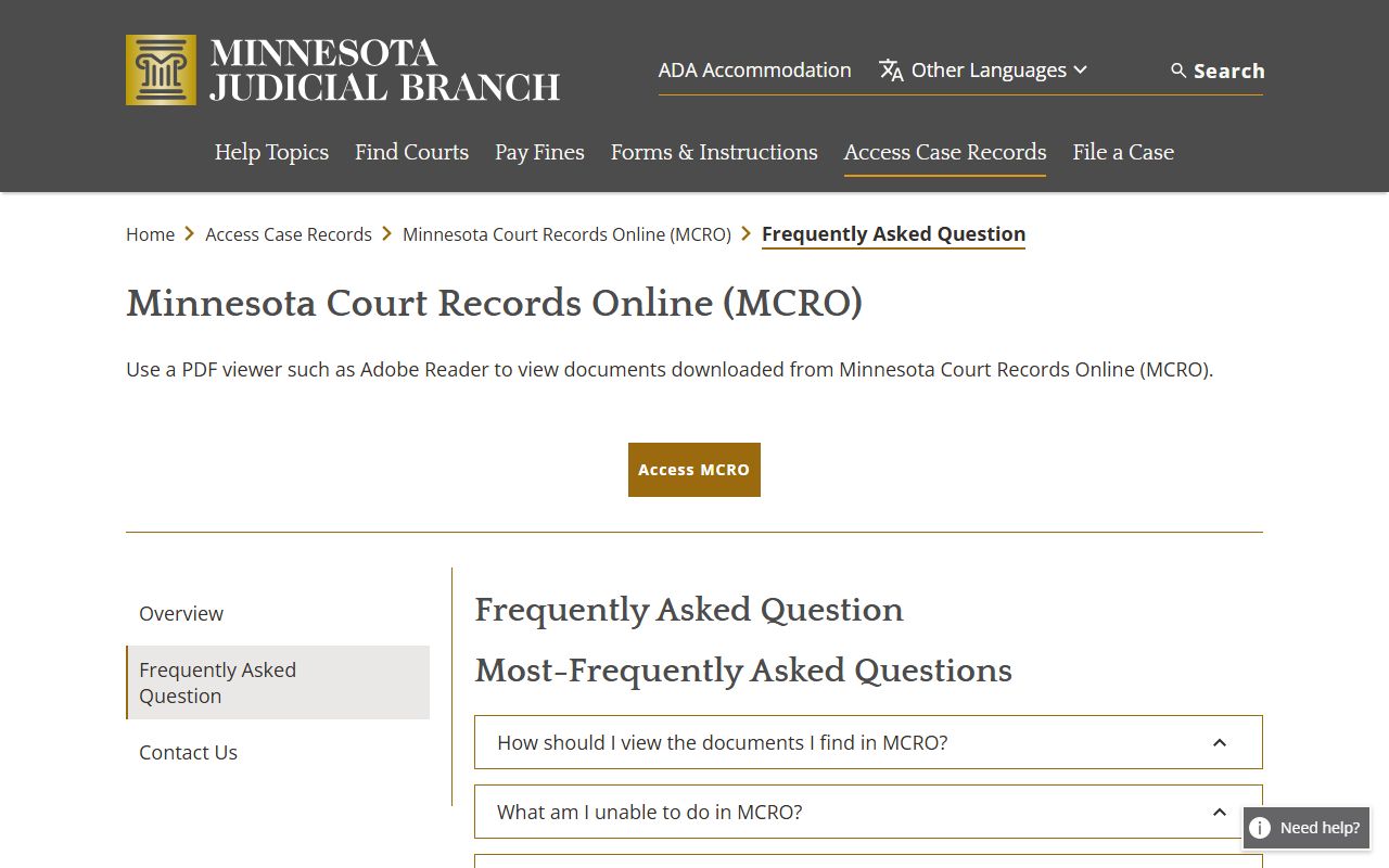 Le Sueur County court records MCRO frequently asked questions
