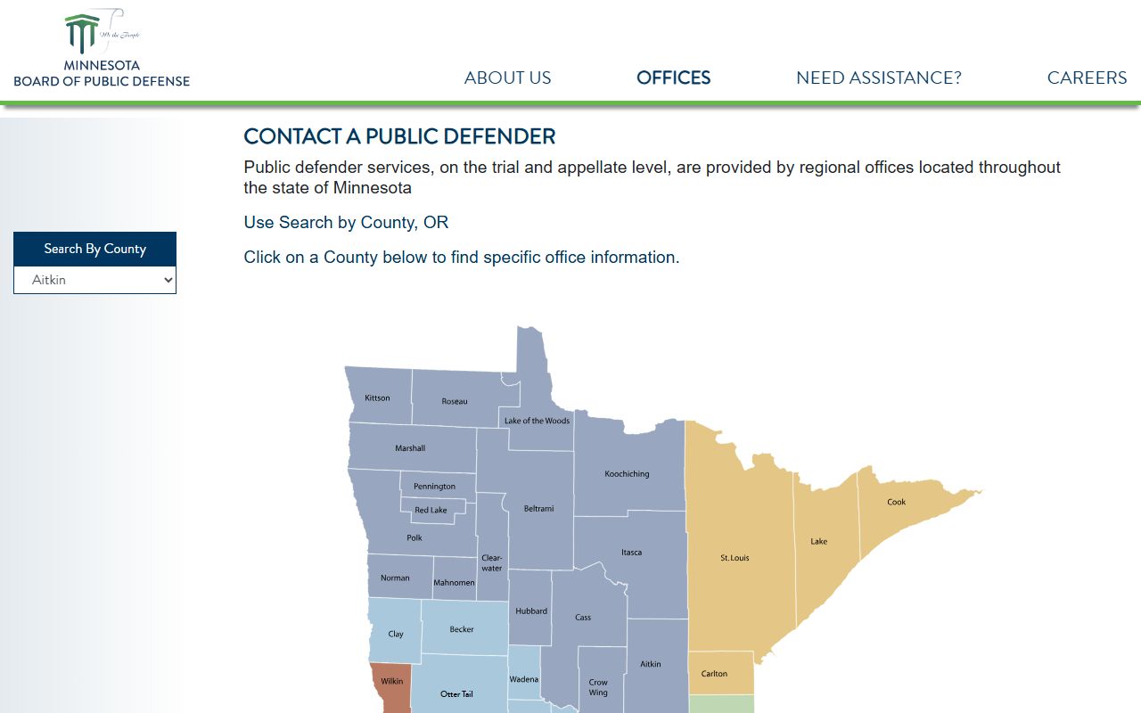 Le Sueur County criminal court records Minnesota public defender offices