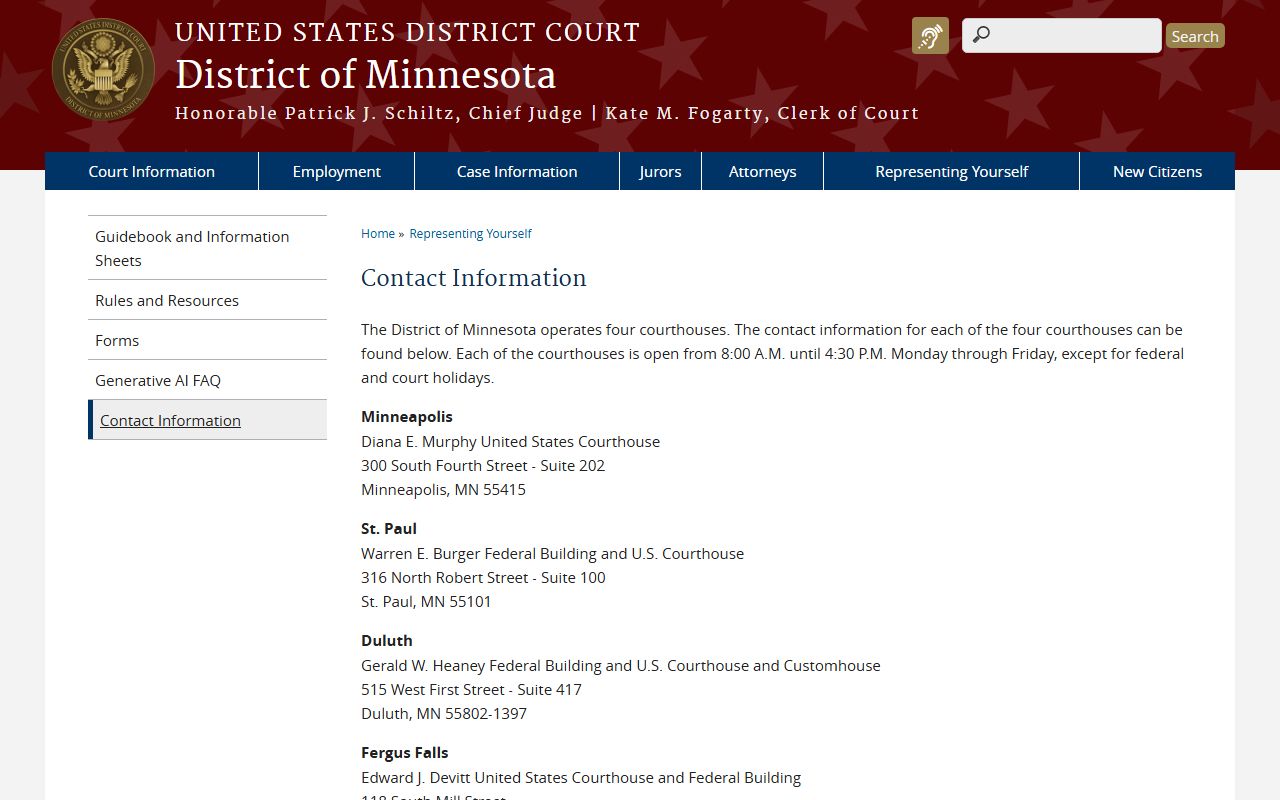 Le Sueur County District Court federal court locations distinction