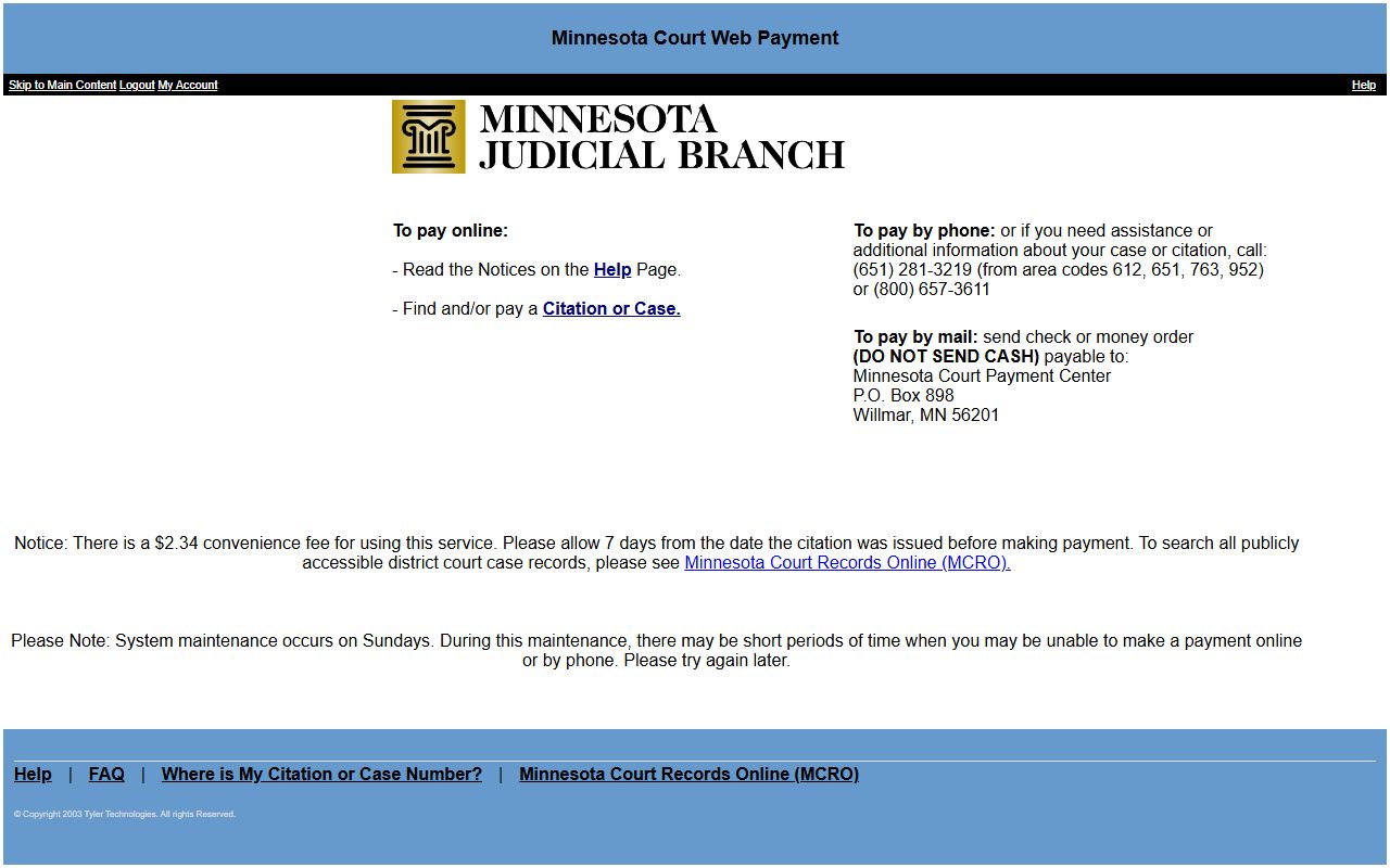 Le Sueur County traffic court records web payment portal